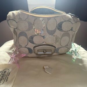 Coach Cream and Silver crossbody or handle Pocket book